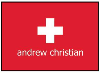 Description: A mark consisting of a white equilateral cross and the wording ANDREW CHRISTIAN in white, all centered within a red background. Description: A mark consisting of a white equilateral cross and the wording ANDREW CHRISTIAN in white, all centered within a red background.