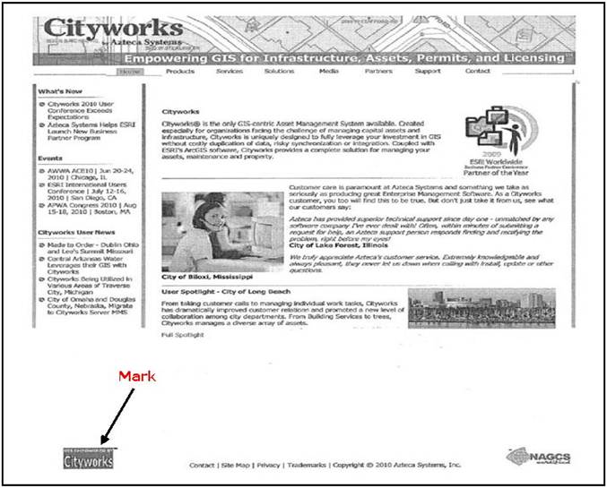 Description: Screenshot of webpage displaying information about Cityworks. Description: Screenshot of webpage displaying information about Cityworks.