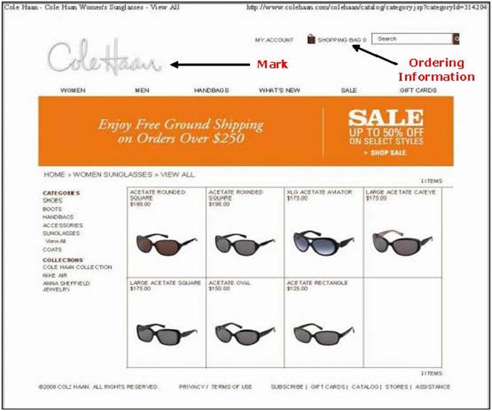 Description: Screenshot of webpage displaying sunglasses. Description: Screenshot of webpage displaying sunglasses.