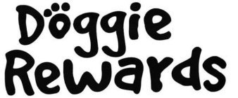 The words Doggie Rewards. The "O" in Doggie is represented by the image of a dog's paw print. The words Doggie Rewards. The "O" in Doggie is represented by the image of a dog's paw print.