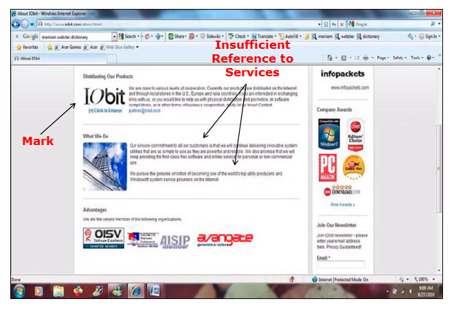 I0Bit网页的屏幕快照，显示有关分发申请人的产品以及申请人的行为的信息。